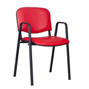 Konferečná stolička ISO eko-koža s područkami Červená D15 EKO