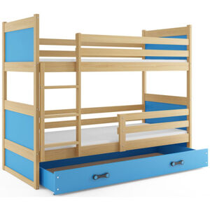 Detská poschodová posteľ RICO 200x90 cm Modrá Borovica