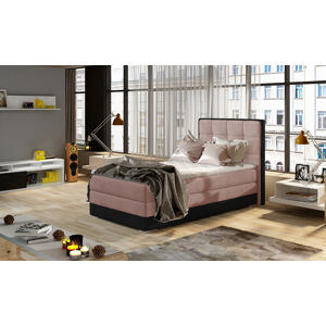Čalúnená jednolôžková posteľ Alessandra 90 L - ružová / čierna
