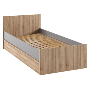 Jednolôžková posteľ s roštom a úložným priestorom Boran 90 - dub artisan / sivá