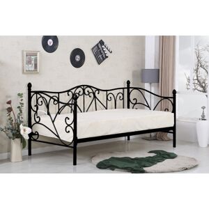 Kovová jednolôžková posteľ s roštom Sumatra 90 - čierna