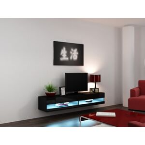 TV stolík na stenu Vigo New 180 - čierna / čierny lesk