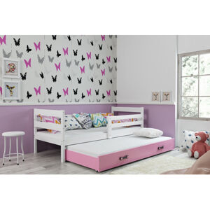Detská posteľ s výsuvnou posteľou ERYK 200x90 cm Ružová Biela