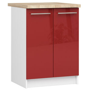Kuchynská skrinka OLIVIA S60 2D - biela/červený lesk
